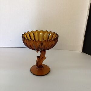 Vintage Indiana Glass Amber Glass Pedestal Bowl